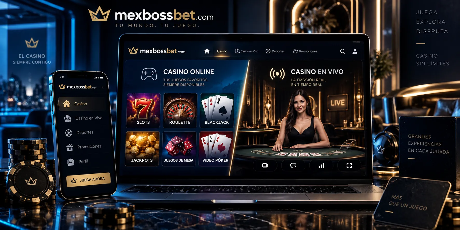 Comparación visual entre casino online y casino en vivo en dispositivos digitales