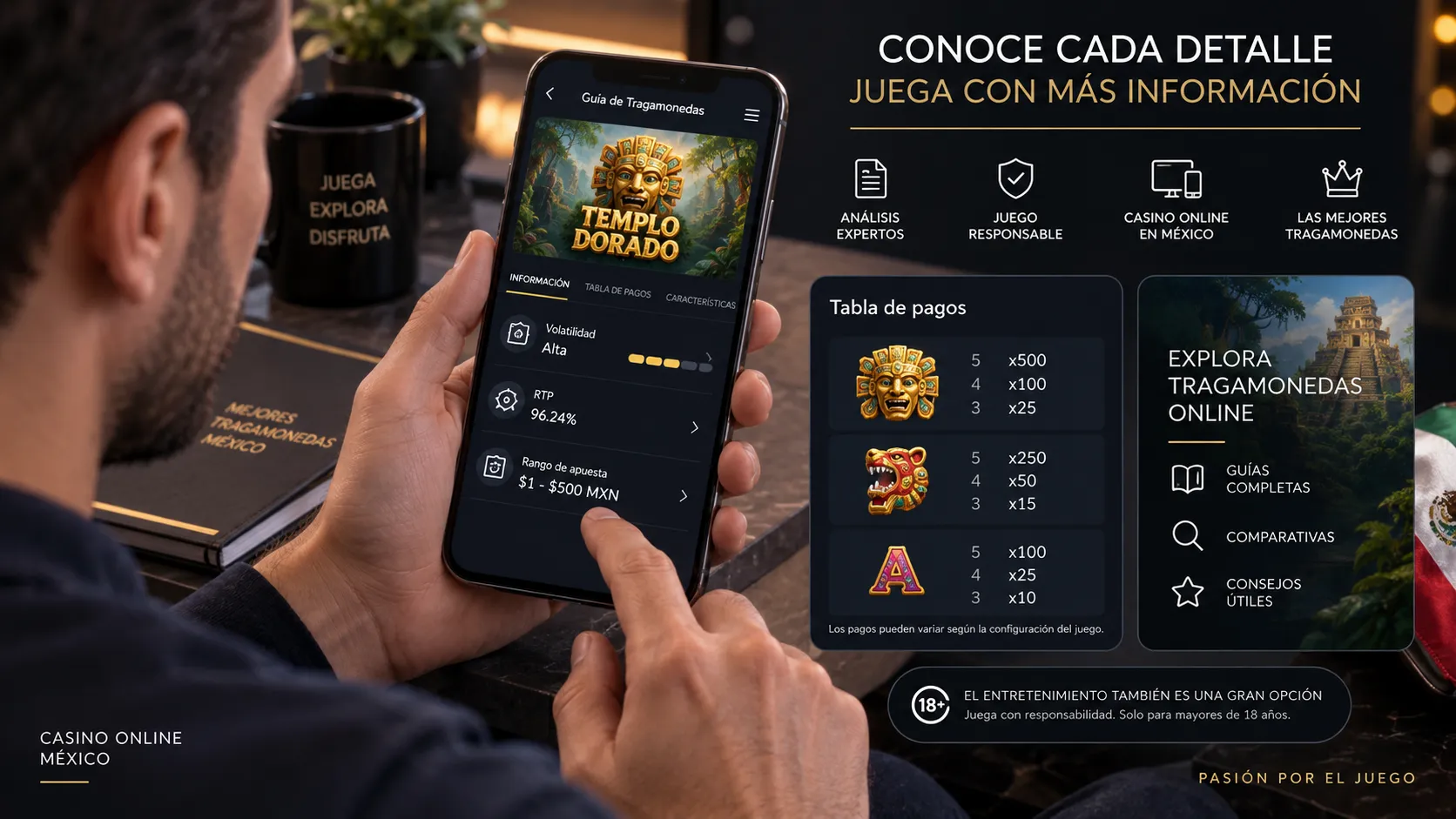 Revisión de RTP, volatilidad y rango de apuesta de una tragamonedas desde el celular