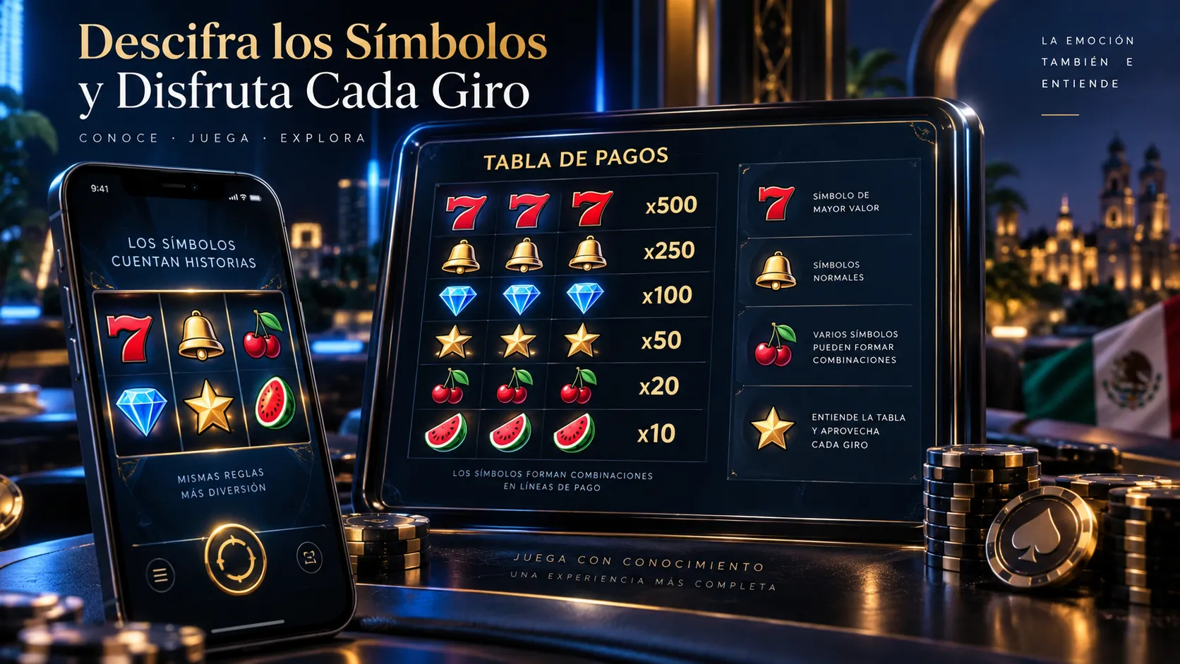 Tabla de pagos de una tragamonedas mostrada en una interfaz de casino móvil