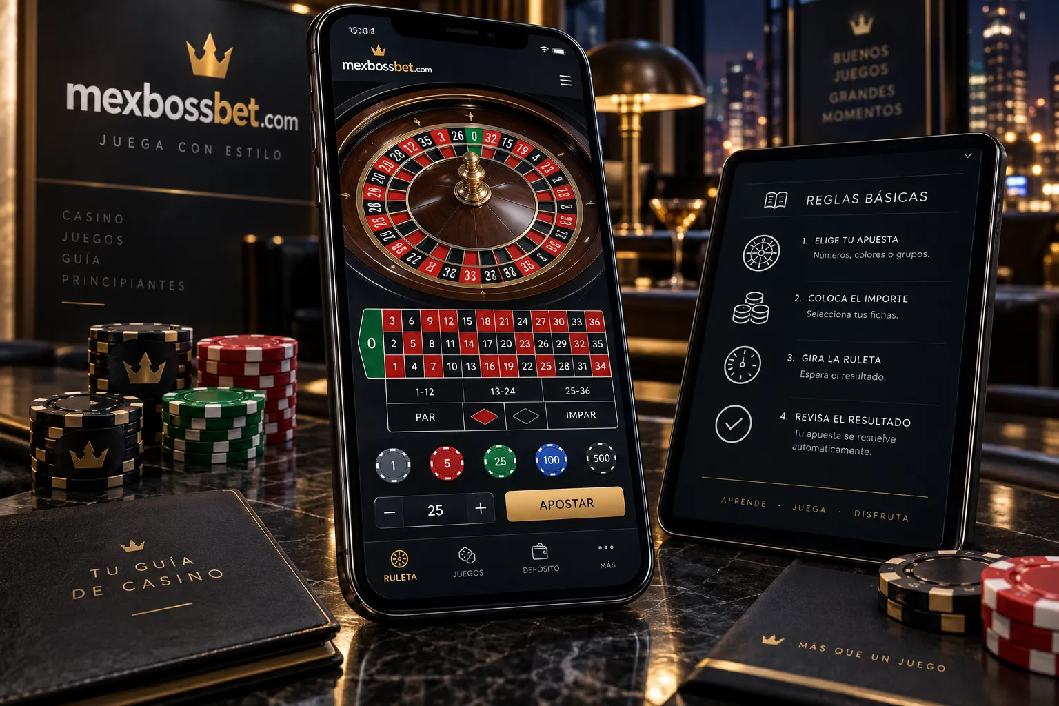 Pantalla de ruleta en línea con reglas y controles de apuesta