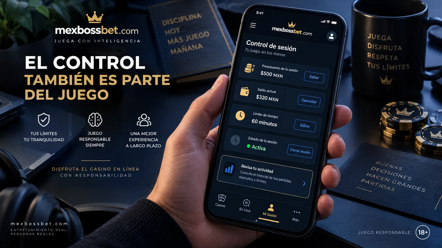 Panel móvil para revisar presupuesto y límites de juego