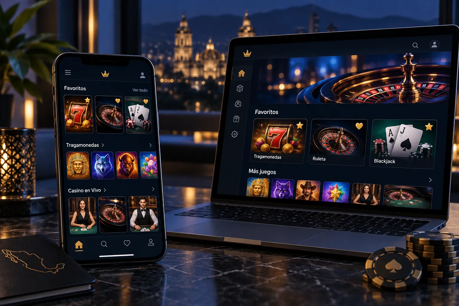 Lobby de casino online con una lista de juegos favoritos