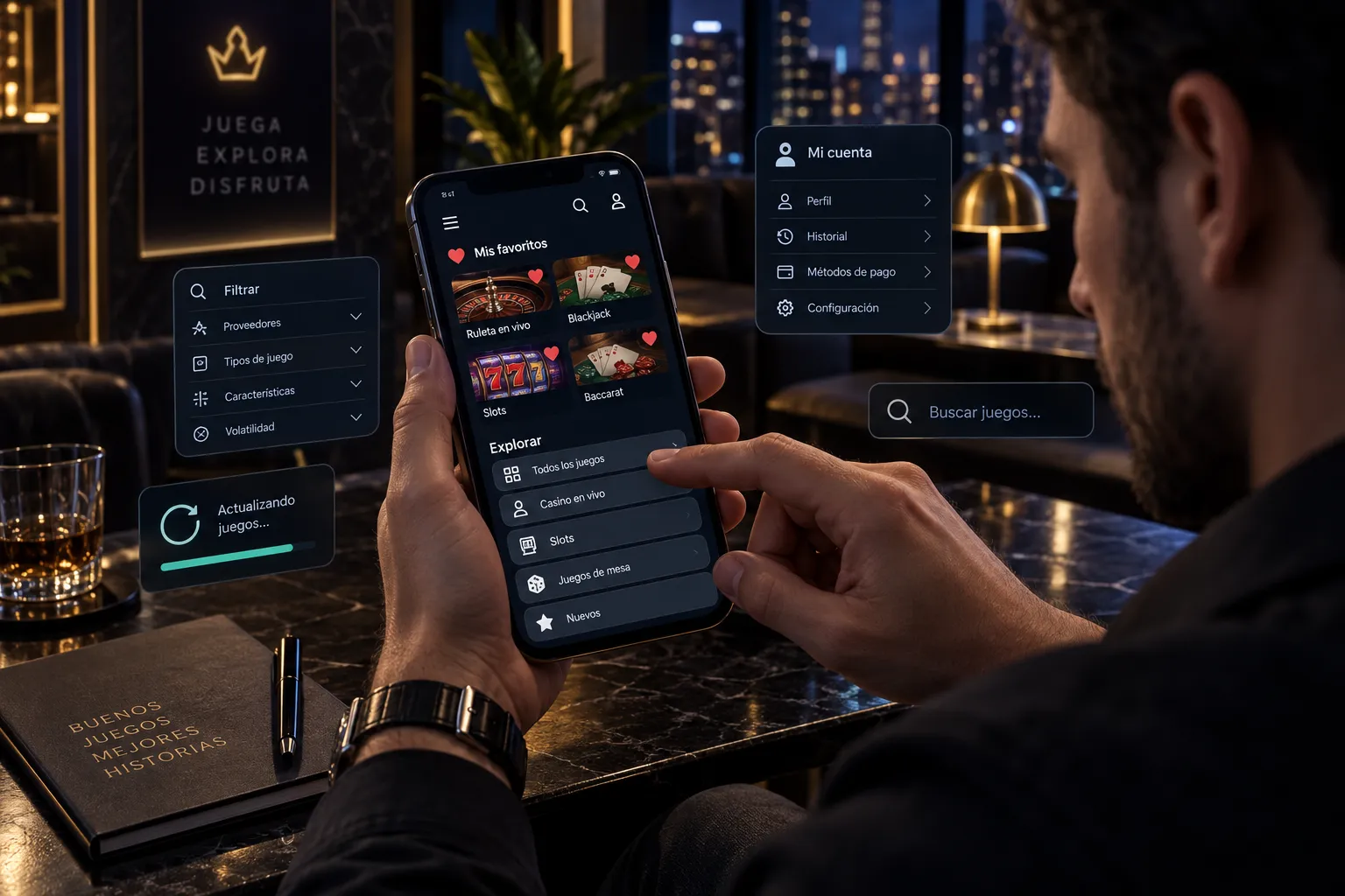Revisión de la lista de favoritos de un casino online desde el celular