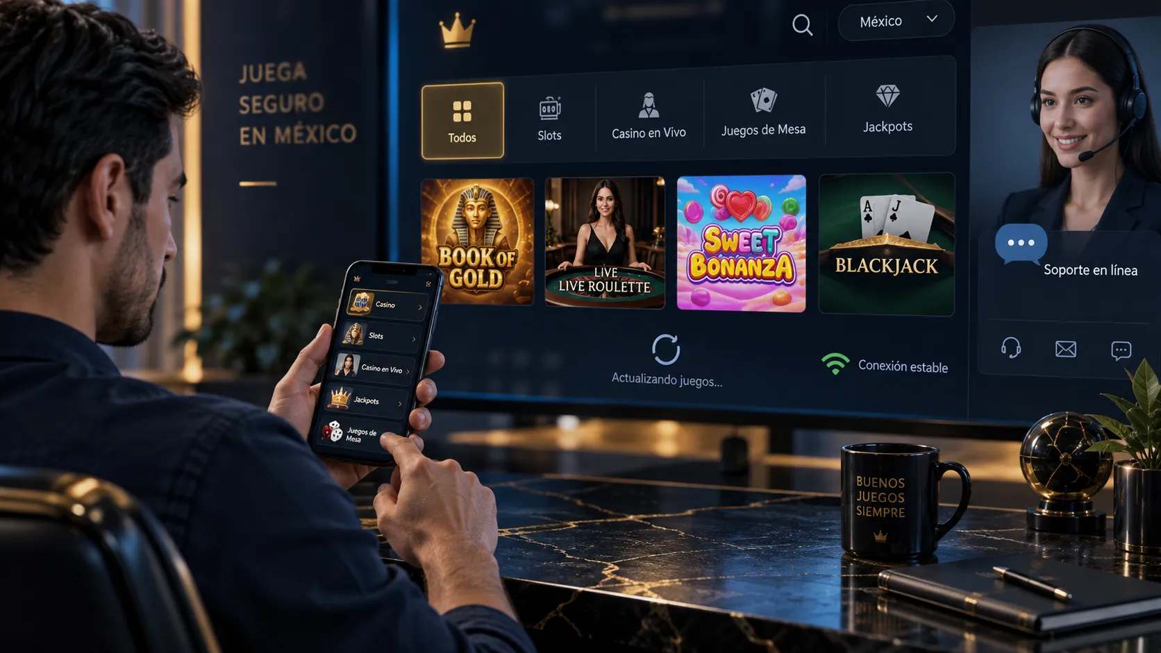 Revisión de filtros y disponibilidad de juegos de casino desde el celular