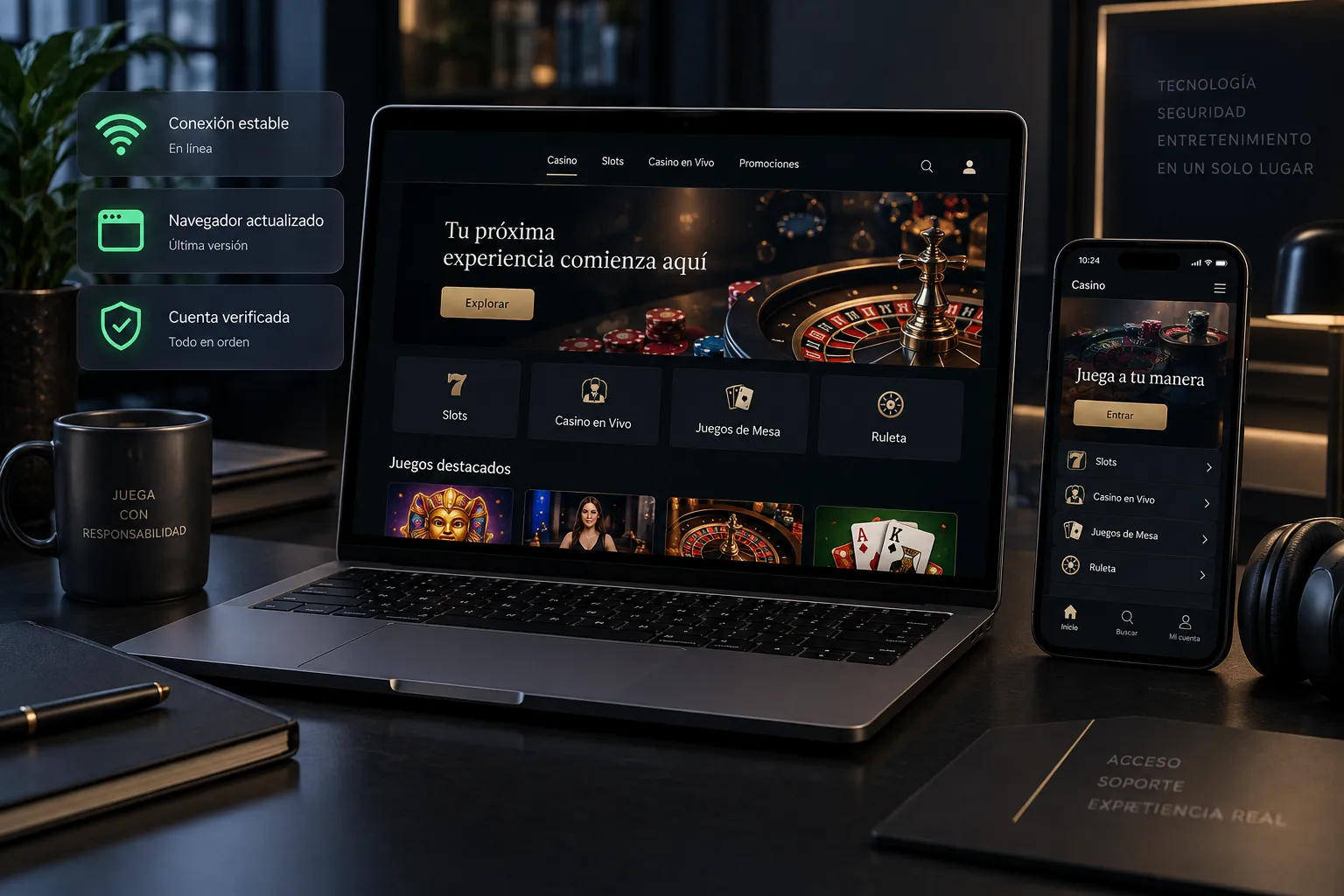 Revisión de acceso al casino online en navegador y móvil