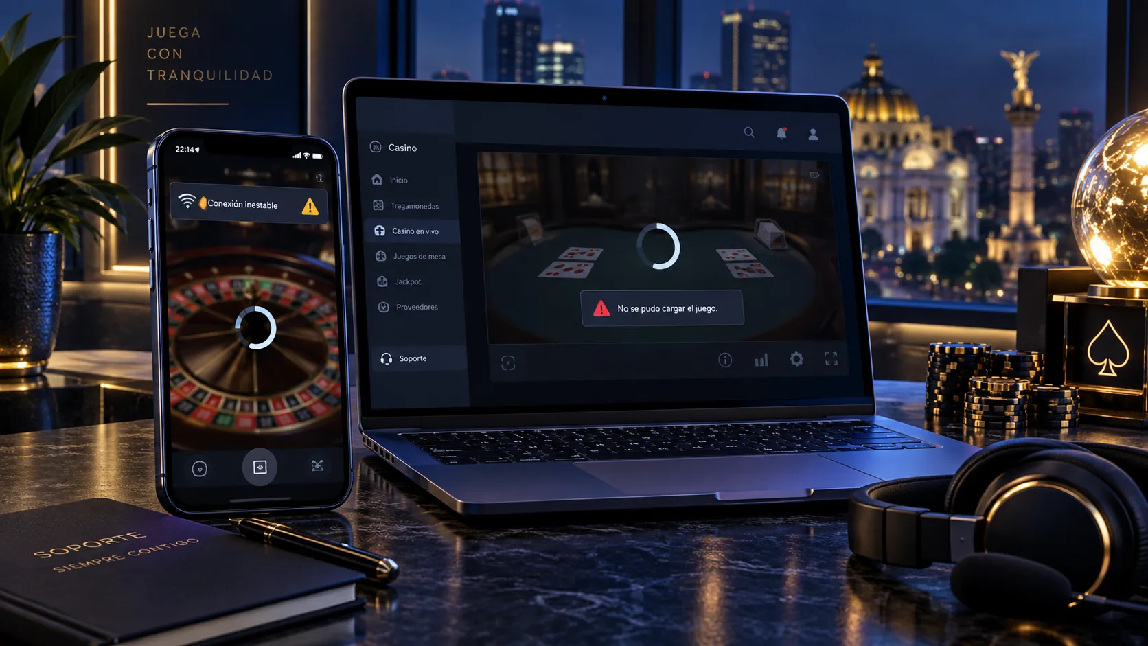Juego de casino online que no termina de cargar en un celular