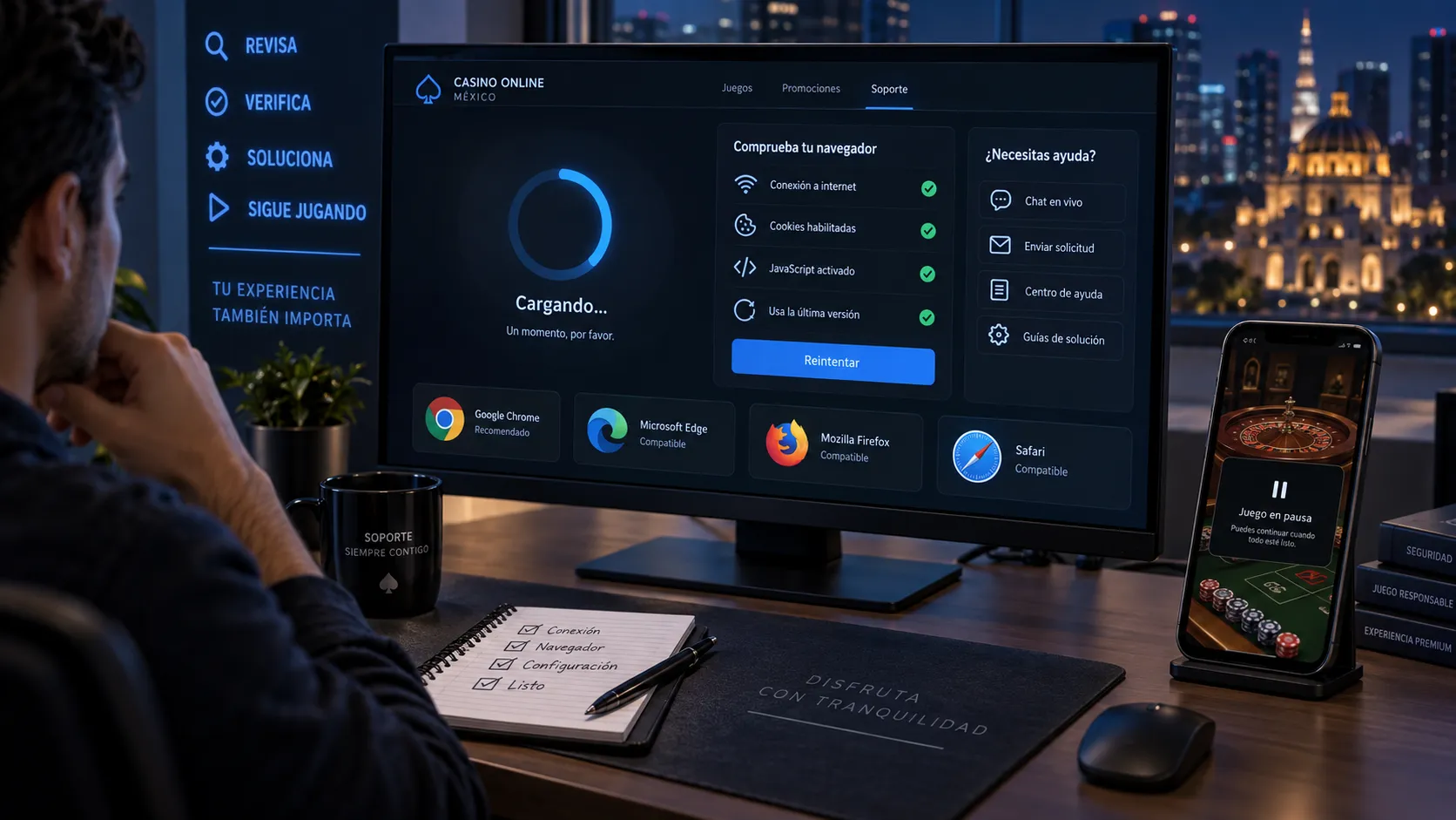 Comprobación de problemas técnicos al jugar casino online